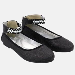 Kenneth Cole Reaction Glitter Ballet Flats Girls Dress Shoes Ankle Strap Size 3